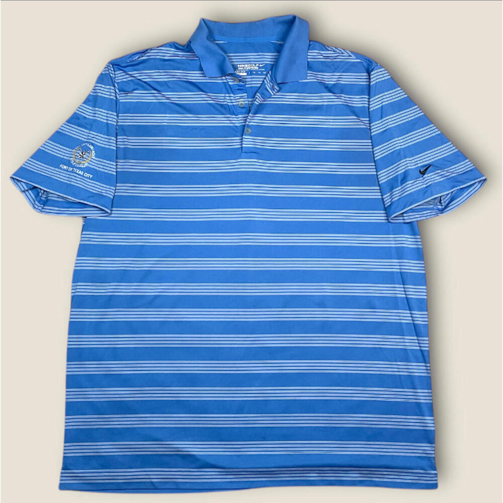Nike Men's Golf Performance Dri-Fit Polo Shirt XXL Blue Striped